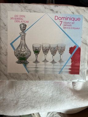 Dominique Clear Lead Crystal 7-Piece Liqueur Set BNIB